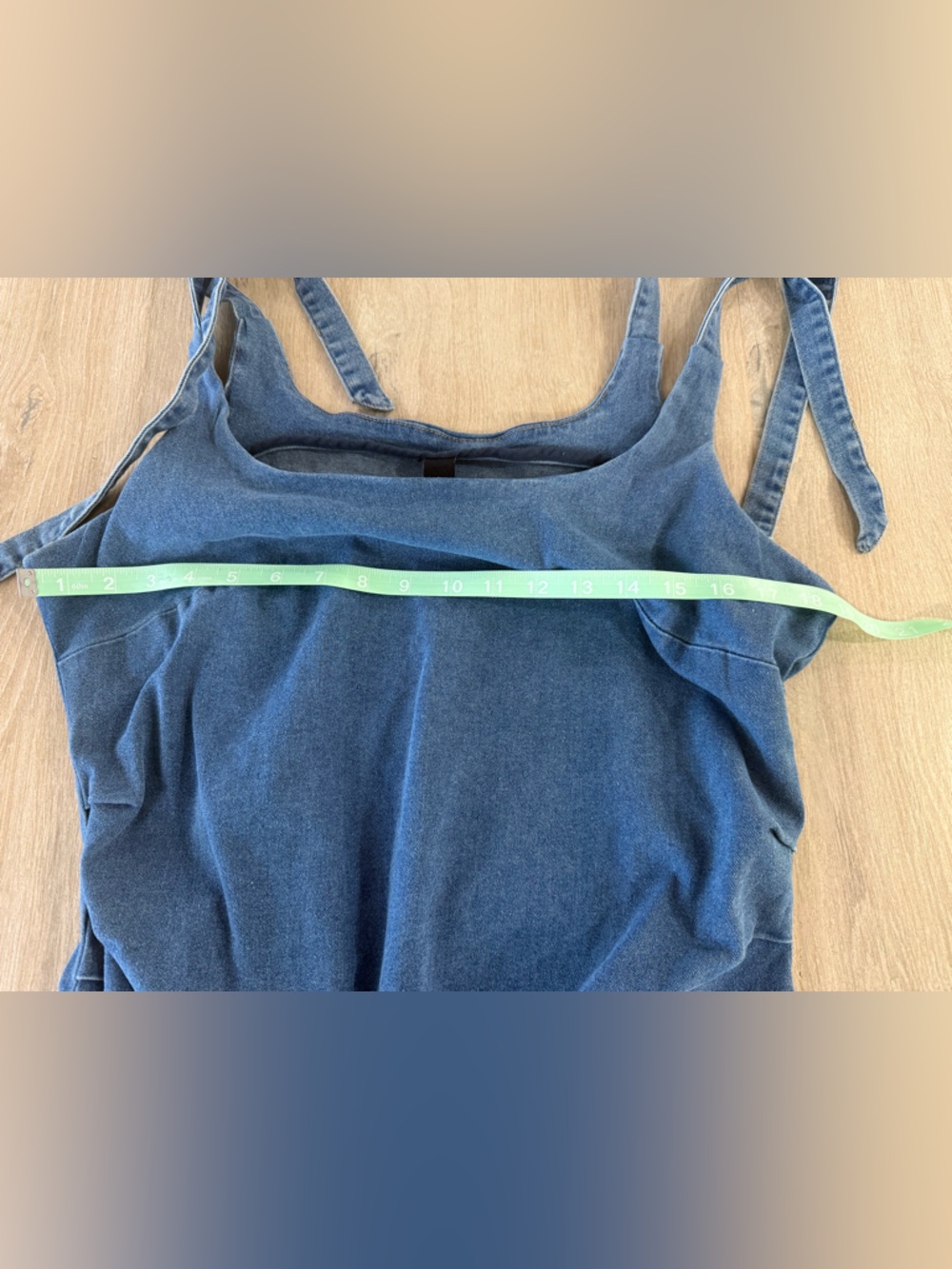 Cider Stretch Denim Scoop Tie Strap Mini Dress – Size 1XL – Blue Y2K - Picture 7 of 8